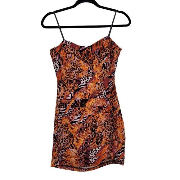 Vtg 90's City Triangles Grunge Animal Multimedia Patchwork Bodycon‎ Dress Sz M - Picture 3 of 13